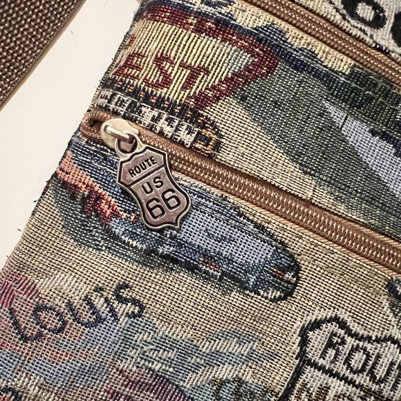 Route 66 Tapestry Cloth Crossbody Bag - Picture 3 of 9